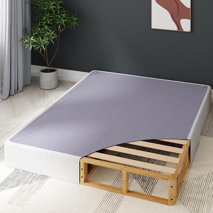 ZINUS Edgar 8 Inch Bamboo Box Spring, Mattress Foundation, Sturdy Bamboo Structure, Low Profile, Easy Assembly, Full