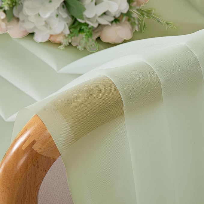 Light Green Sheer Curtains 72 Inches Long 2 Panels, Soft Voile Light Filtering - Image 8
