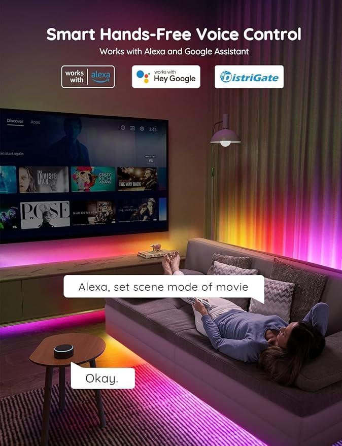 Govee RGBIC LED Strip Lights, 16.4ft WiFi LED Lights Work with Alexa and Google Assistant, Smart LED Strips App Control, DIY, Music Sync, Color Changing Lights for Bedroom, Home Decor