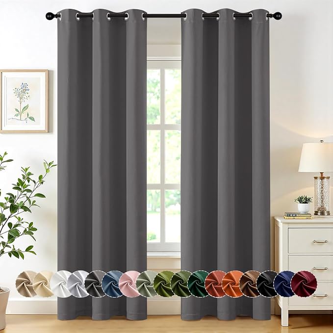 MIULEE Blackout Curtains for Bedroom 2 Panels 40 x 72 Inch Long Gray | Thermal by MIULEE