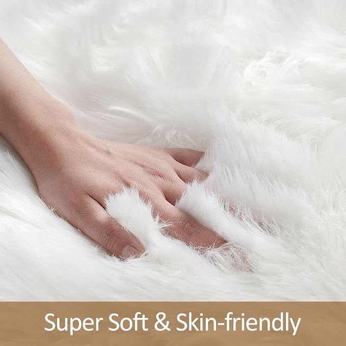 White Faux Fur Rug 3x5 Faux Sheepskin Rugs - Image 4