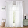 White Sheer Curtains 102 Inches Long 2 Pcs, Light Filtering Living Room Curtains by Lecloud