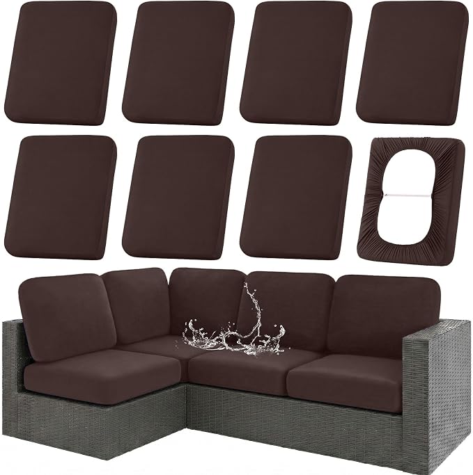 Waterproof Outdoor Cushion Covers, Stretch Patio Slipcovers | UV Resistant by hyha