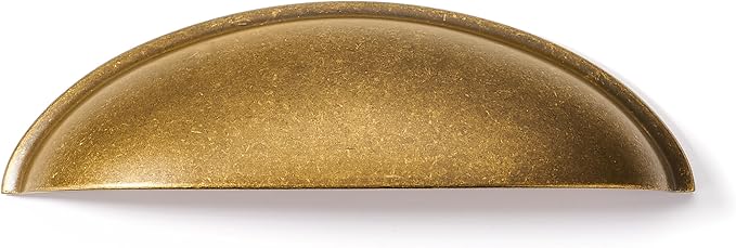 khtumeware 10 Pack 3-3/4" Antique Brass Drawer Pulls Cabinet Cup Pulls Vintage Kitchen Hardware Cabinet Handles Drawer Handles Knobs 3-3/4 inch Hole Center