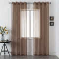 DUALIFE 2 Panels Chocolate Brown Semi Sheer Window Curtains Elegant Grommet Top Window Voile Drapes/Treatment Panels for Bedroom Living Room (52X96 Inches)