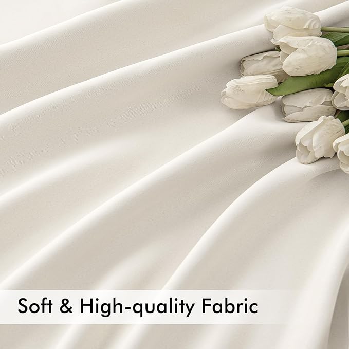 MIULEE Ivory Back Tab Blackout Curtains 52x108 Inch Long 2 Panels Set | Rod - Image 6