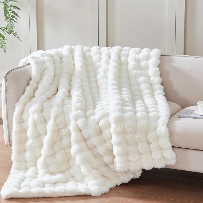 50x60 Inches Ultra-Soft Fuzzy Faux Fur Plush Throw Blanket by Serenhom