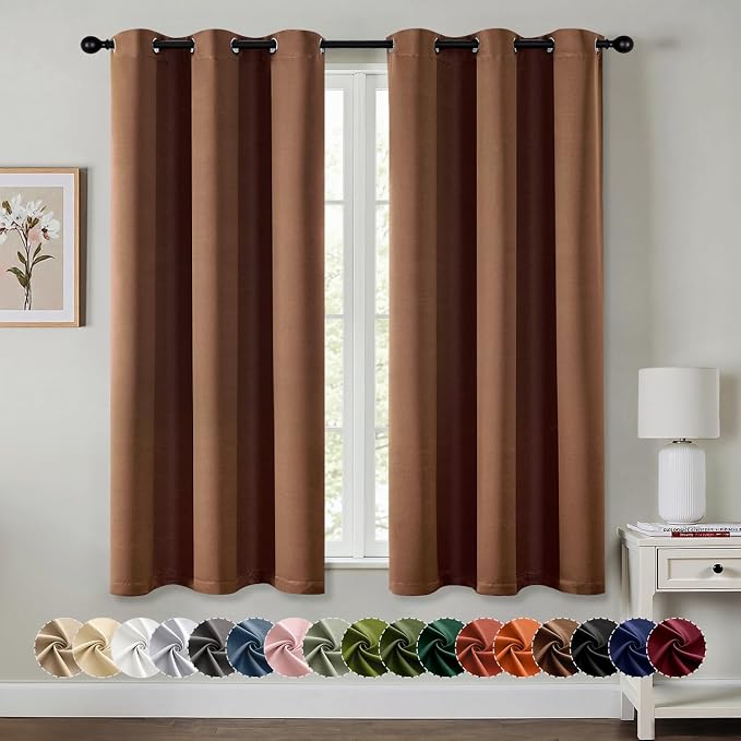 MIULEE Blackout Curtains for Bedroom 2 Panels 40 x 63 Inch Long Mocha Brown | by MIULEE