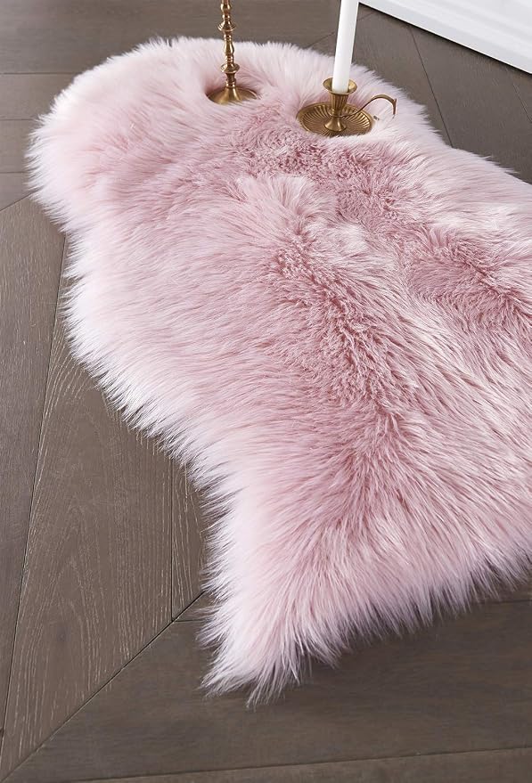 SERISSA 2x3 Fluffy Pink Faux Sheepskin Shaggy Rug - Image 7