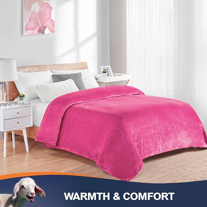 Walensee Fleece Blanket Plush Throw Fuzzy Lightweight (King Size 108x90 Hot Pink) Super Soft Microfiber Flannel Blankets for Couch, Bed, Sofa Ultra Luxurious Warm and Cozy for All Seasons