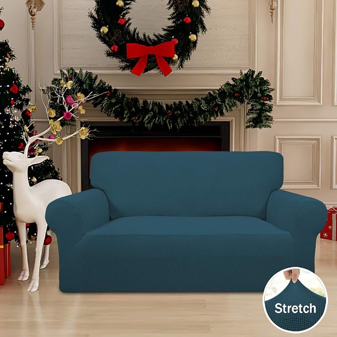 Easy-Going Stretch Loveseat Couch Covers Washable Deep Teal | 1-Piece Loveseat - Image 2