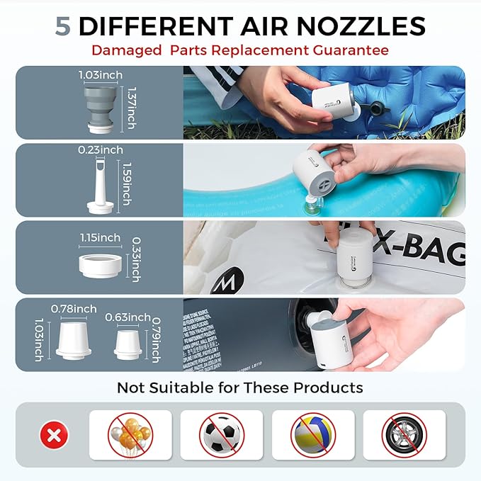 FLEXTAILGEAR Portable Air Pump for Inflatables, 2.8 oz Ultra-Mini Air Pump with 1300mAh Battery USB Rechargeable to Inflate Deflate for Pool Floats Air Mattress Swimming Ring Vacuum Storage Bags