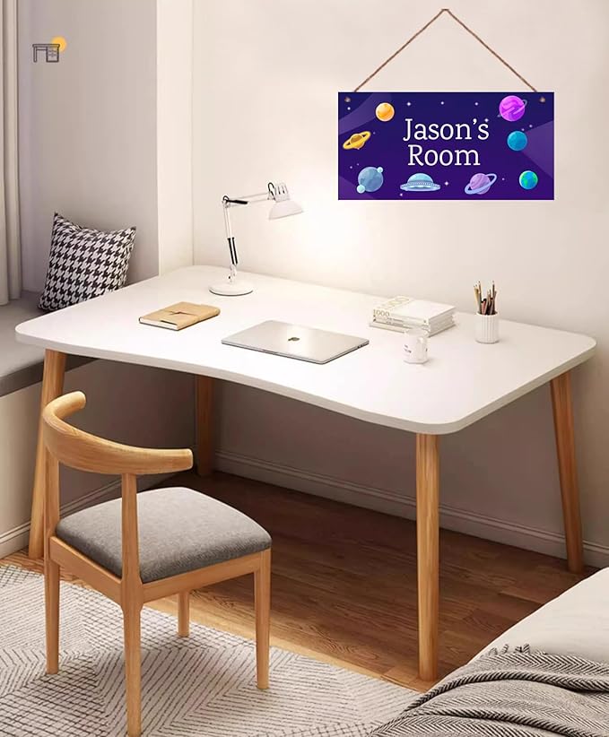 Personalized Signs Stars Planet Wall Hanging Sign for Little Man Cave, Motivational Hanging Plaque Sign Outer Space Room Wall Art Decor, Alien Ship Nursery Decor for Boys Room Kids Bedroom