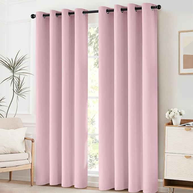 Yakamok Room Darkening Curtains 52x72 inch Long Pink-Living Room | 2 panels - Image 2
