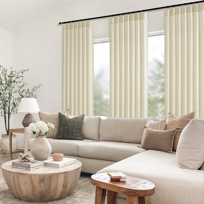 Topfinel 102 Inch Curtains 2 Panels Set, Two Packs Pinch Pleat Back Tab Linen - Image 8