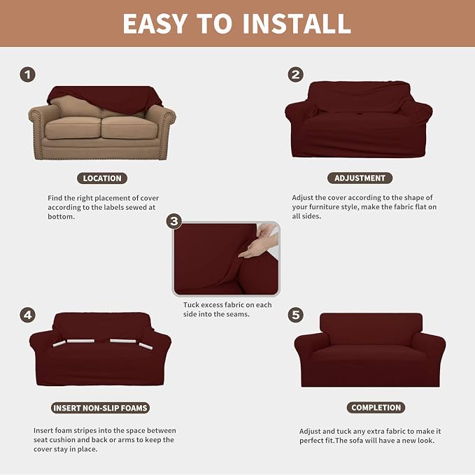 Easy-Going 100% Waterproof Couch Cover, 3 Cushion Oversized Sofa Cover | - Image 5
