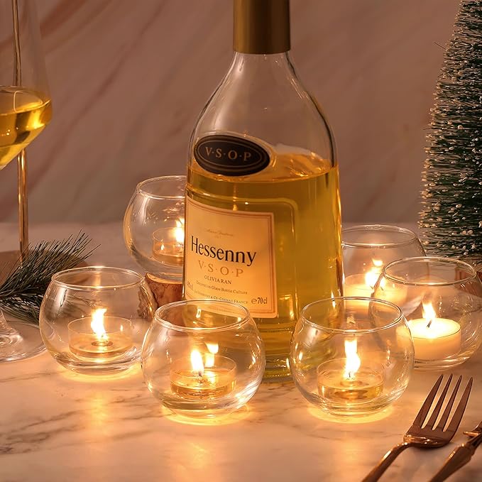 Lamorgift Glass Tealight Candle Holder Set of 12- Round Clear Votive Candle Holders for Table Decor, Party& Wedding Decorations