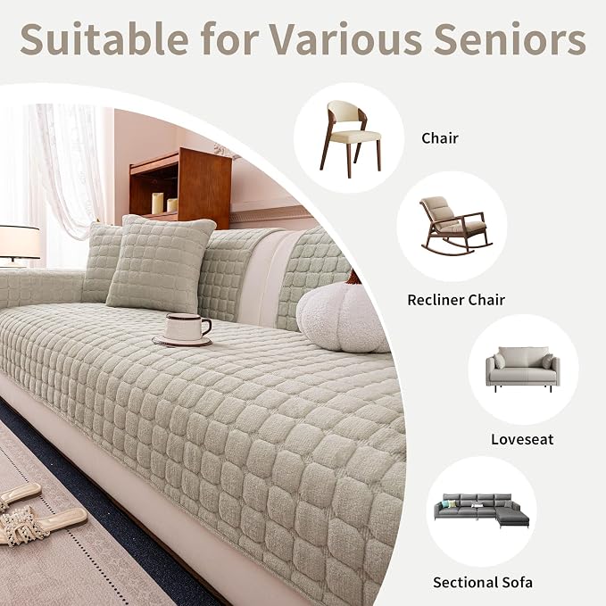 Velvet Couch Cover, Plush Sectional Sofa Cover Washable, Anti Slip Sofa - Image 4