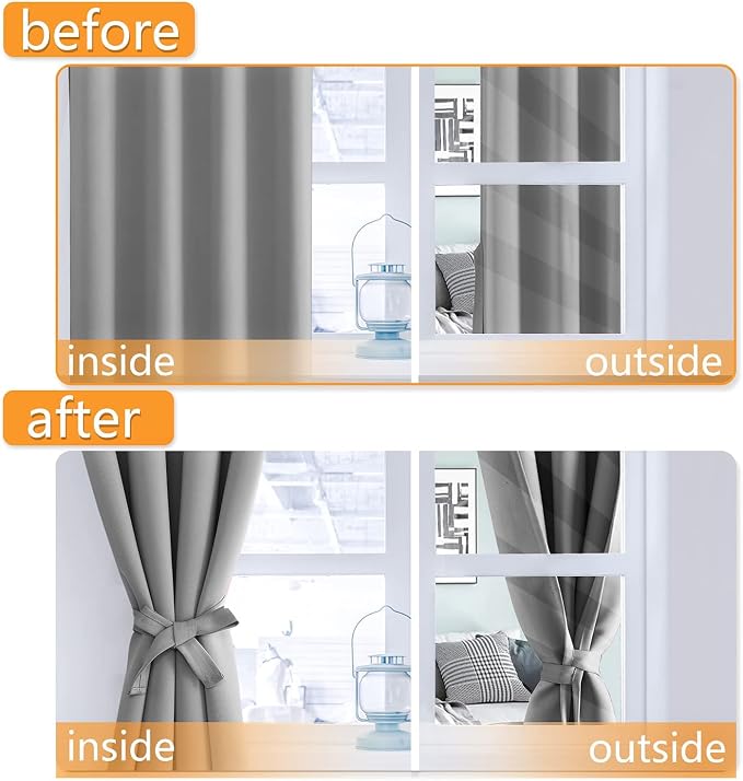 Blackout Curtains for Bedroom, 52 x 30 Inch, 2 Panels | Thermal Insulated & - Image 5