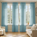 MIULEE Dusty Blue Sheer Curtains 84 Inches Long 4 Panels 42 x 84 Inches | Light by MIULEE