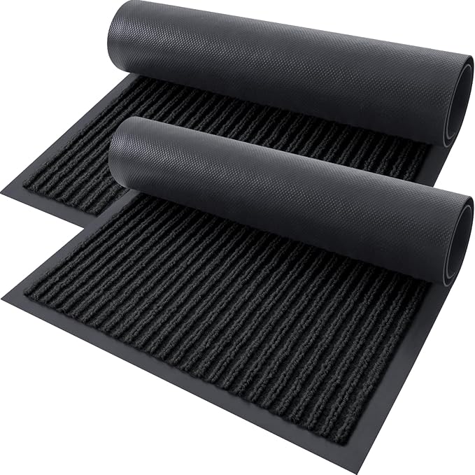 OLANLY 2-Pack Front Door Mats 29.5x17, Waterproof Heavy-Duty Doormats | Black by OLANLY