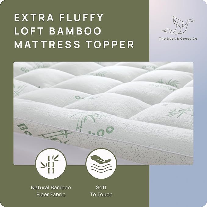 Cooling Mattress Topper - Full Size | Plush Pad Mattress Topper for Back Pain Relief, 8-21" Deep Pocket | Viscose Made from Bamboo Pillow Top | Bedroom Essentials