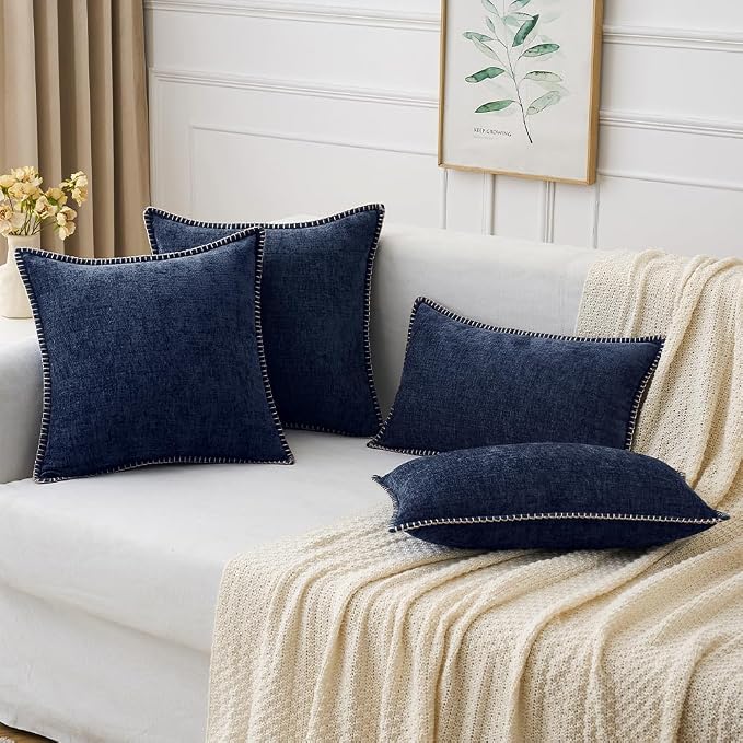 MIULEE Decorative Couch Throw Pillow Covers 18x18 Inch Navy Blue 2 Pack | - Image 5