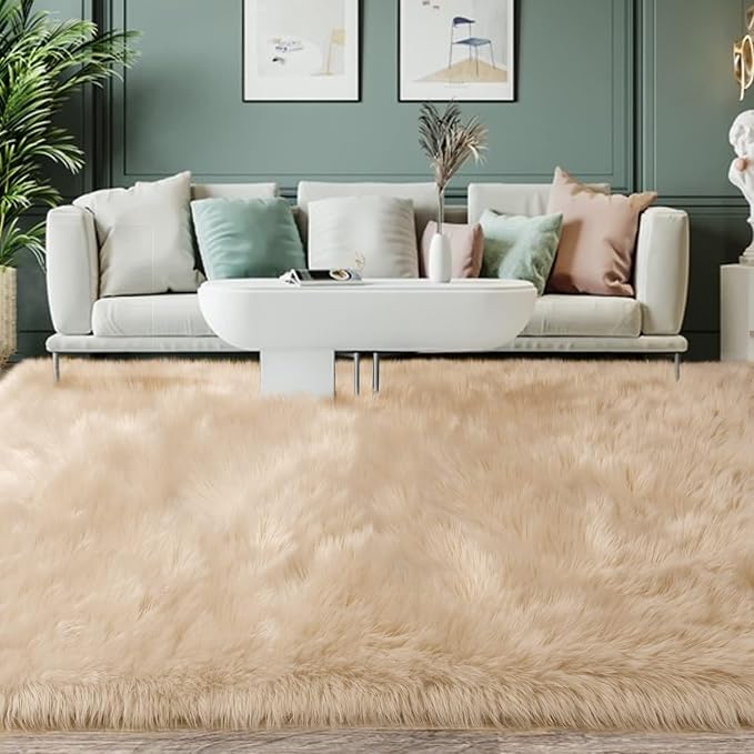 SERISSA Faux Fur Area Rug, 5x8 Feet, Luxury Shaggy Rug - Image 7