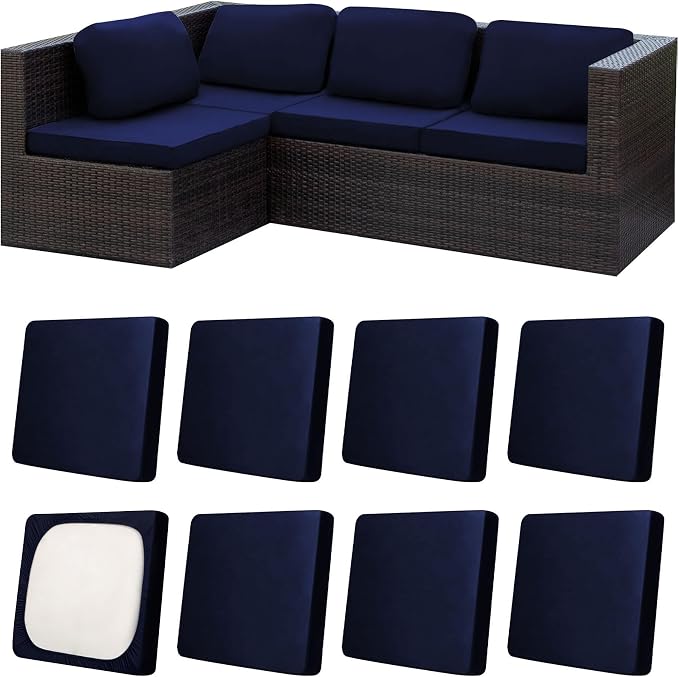 8Pcs Patio Cushion Covers, Outdoor Stretch Cushion Covers, Washable | Stretch by Unknown