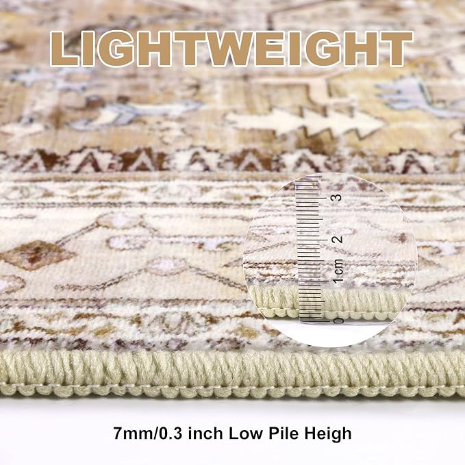 Yamaziot Washable Runner Rug, 2x8 Non-Slip Boho Vintage Hallway Kitchen Rug | - Image 5
