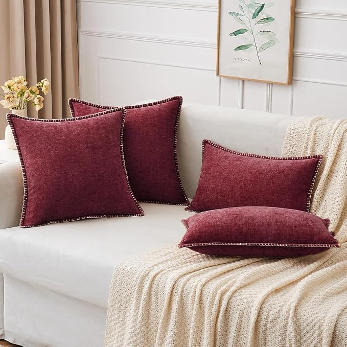 MIULEE Decorative Couch Throw Pillow Covers 20x20 Inch Burgundy Red 2 Pack | - Image 8