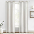 Custom 88 Inch Beige White Pinch Pleat Nursery Curtains 2 Panels Set, Light by PleatedDrapes