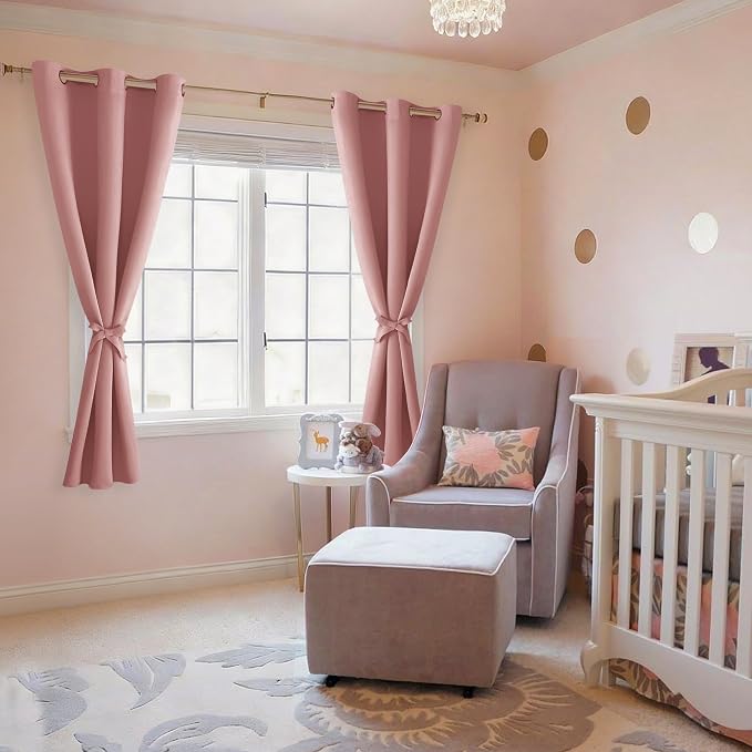 Room Darkening Curtains for Bedroom 2 Panels Dusty Rose 42x63 Inch | Thermal - Image 6