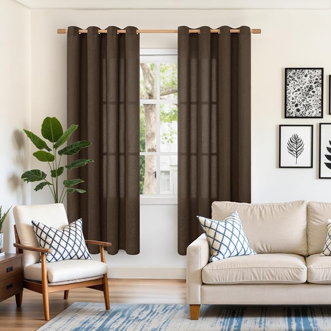 YoungsTex Brown Linen Curtains 72 Inch Length - Image 2