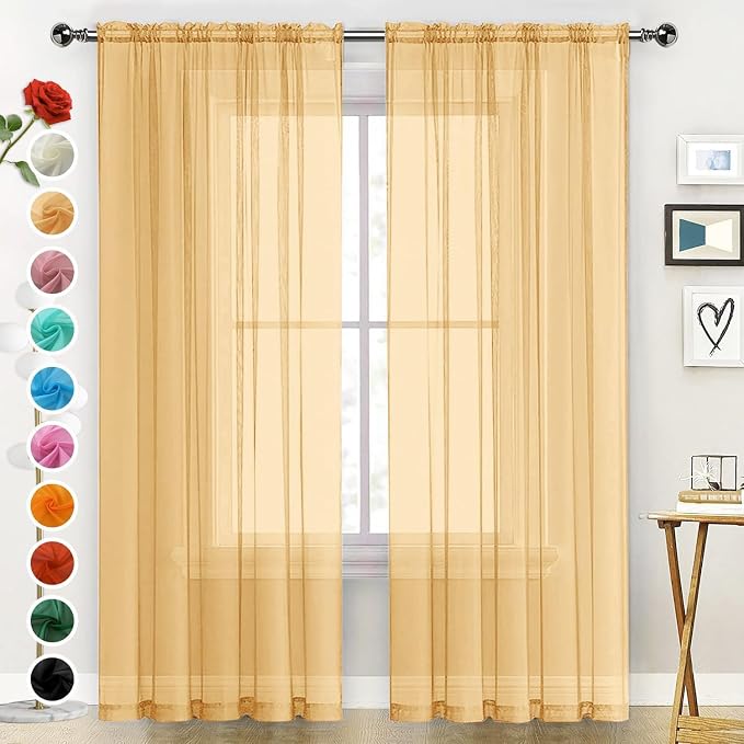 SpaceDresser Sheer Voile Window Treatment Rod Pocket Curtain Panels by SpaceDresser