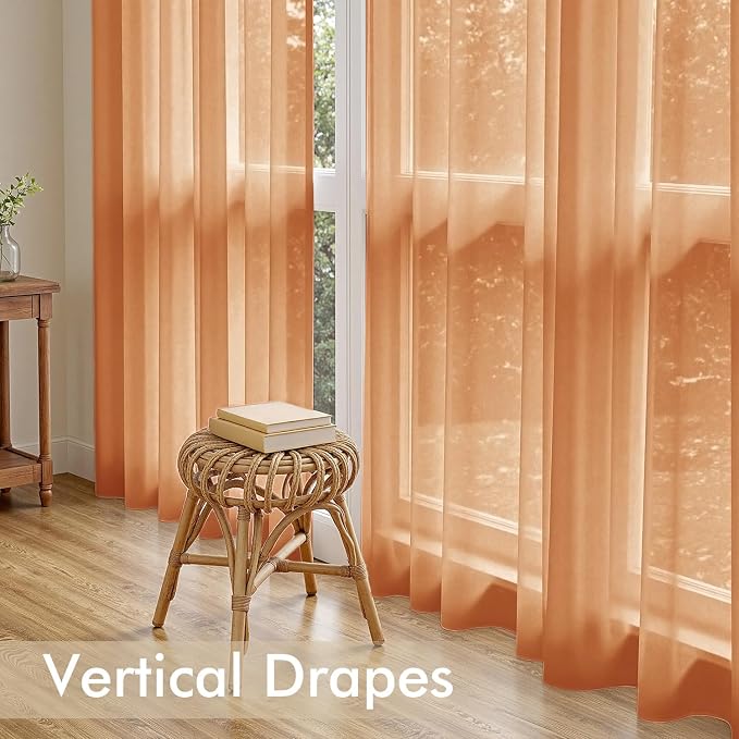 MIULEE Fall Orange Sheer Curtains 108 Inches Long 4 Panels 42 x 108 Inches | - Image 5
