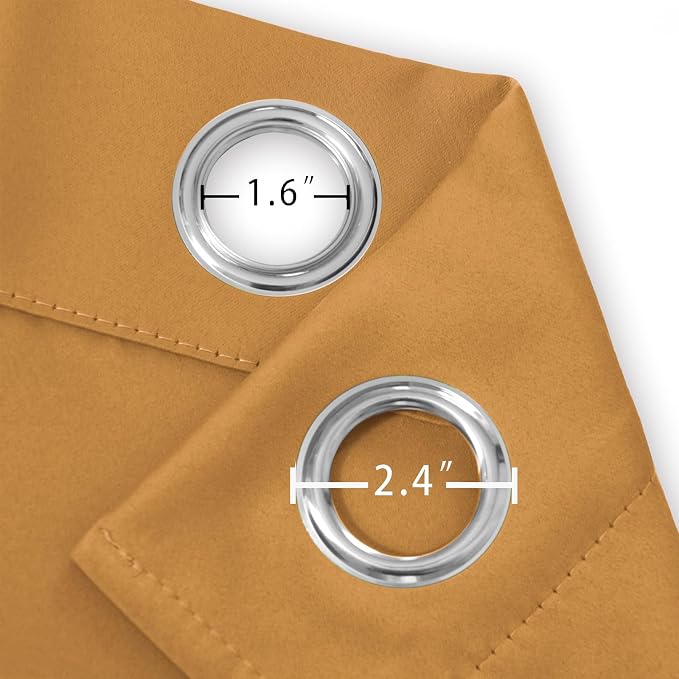 Mustard Yellow Thermal Blackout Curtains/42 x 95 Inch/Set of 2 Panels Room - Image 5