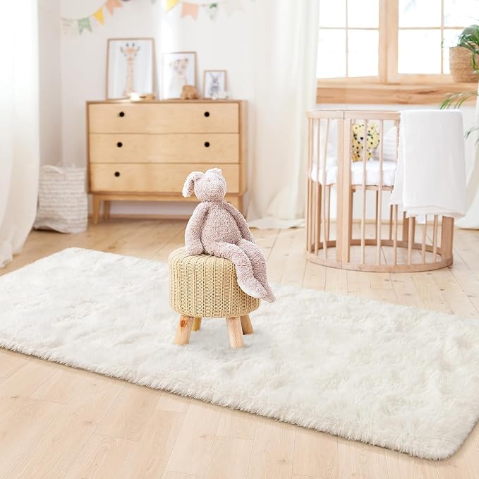LOCHAS 2x6 Runner Rugs for Hallway, Fluffy Area Rugs for Bedroom, Cream | Ultra - Image 3