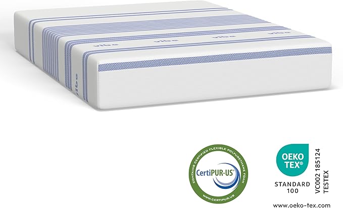 Vibe Gel Memory Foam Mattress, 12-Inch CertiPUR-US Certified Bed-in-a-Box, Full, White
