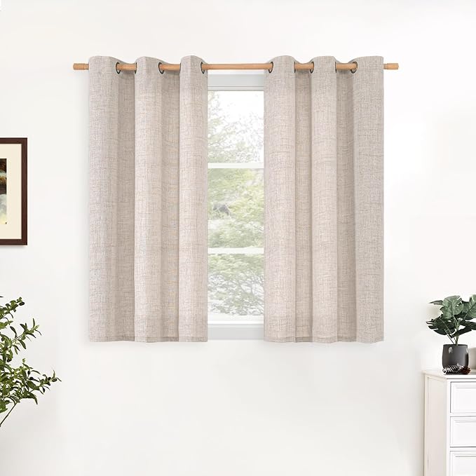 YoungsTex Short Linen Curtains 34x48 Inch Long by YoungsTex