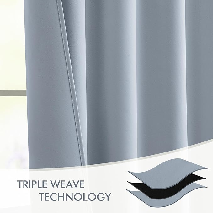 MIULEE Light Blue Back Tab Blackout Curtains 52x72 Inches Long 2 Panels Set | - Image 7