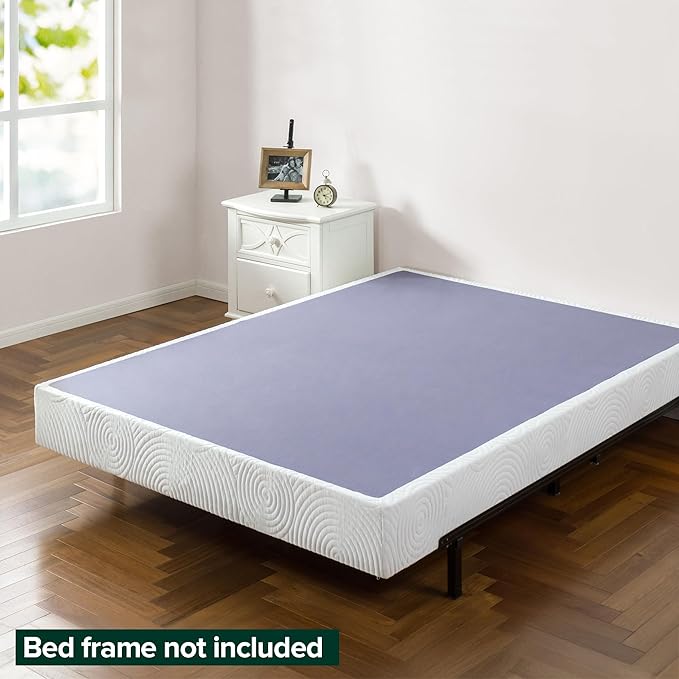 ZINUS Metal Box Spring with Wood Slats, 7.5 Inch Mattress Foundation, Sturdy Steel Structure, Easy Assembly, Queen