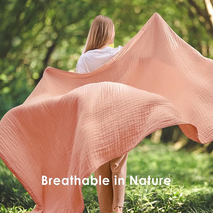 EMME Muslin Blankets for Adults Throw Blanket for Couch Breathable Gauze Soft - Image 7