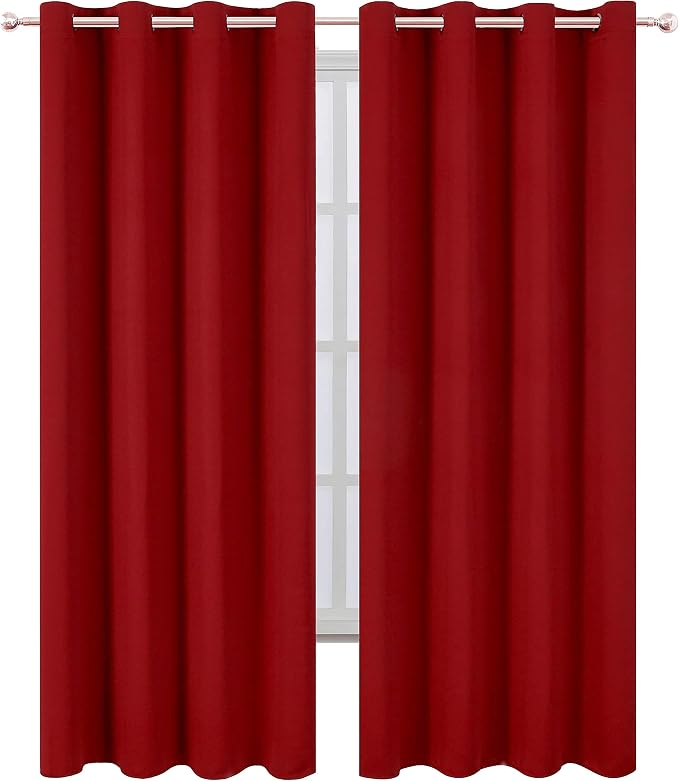 Red Curtains 52 x 84 Inch Long/Blackout Curtains Set of 2 Panels/Room Darkening - Image 2