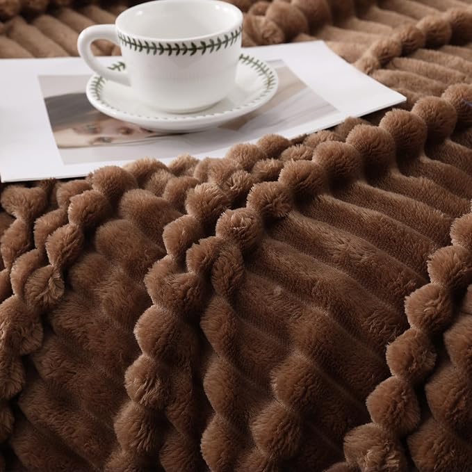 Brown Throw Blanket for Couch Sofa 60”x80” Striped Design - Image 5