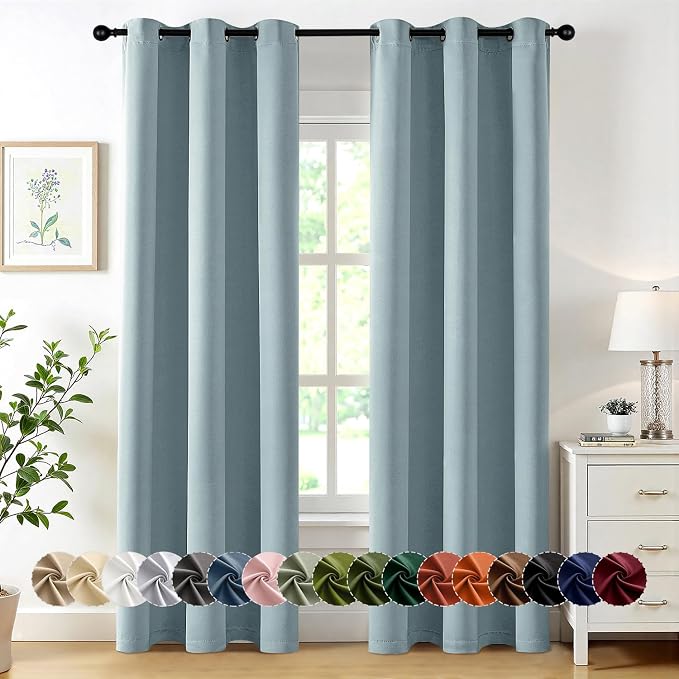 MIULEE Blackout Curtains for Bedroom 2 Panels 40 x 72 Inch Long Slate Blue | by MIULEE