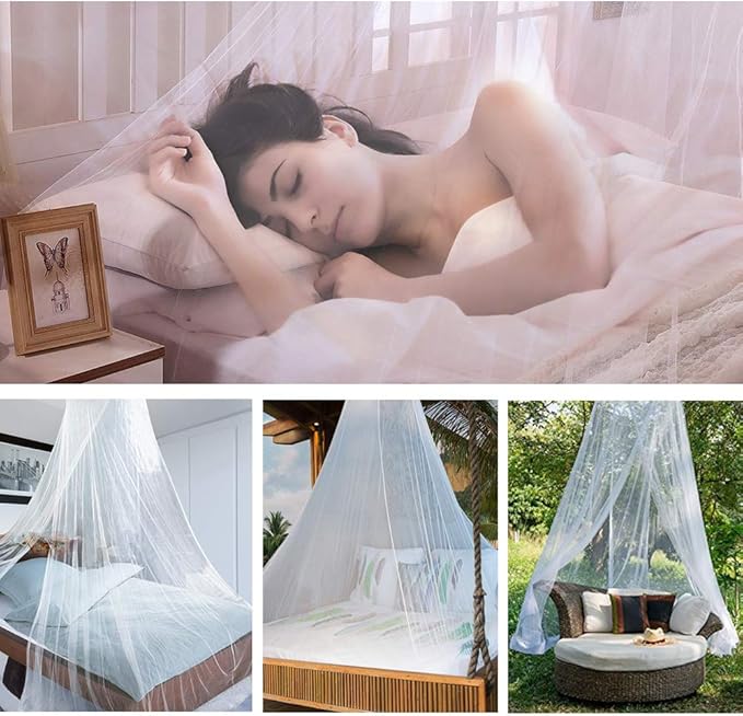 Jolitac Bed Canopy Lace Mosquito Net for Girls Beds, Unique Princess Play Tent Mesh Canopies Large Lace Dome Curtain Drapes Home & Travel (Pink)