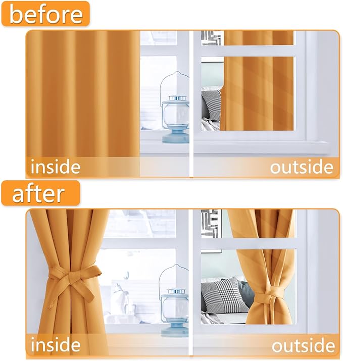 Blackout Curtains for Bedroom, 52 x 84 Inches Long, Pumpkin Orange | Thermal - Image 4