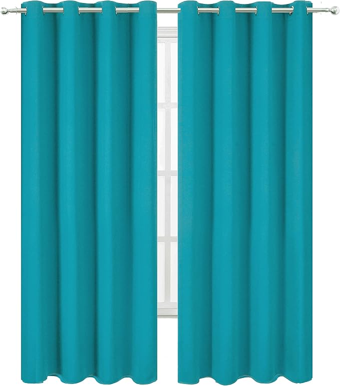 Blackout Curtains 66 x 84 inch/Teal Curtains Set of 2 Panels/Thermal Insulated - Image 2