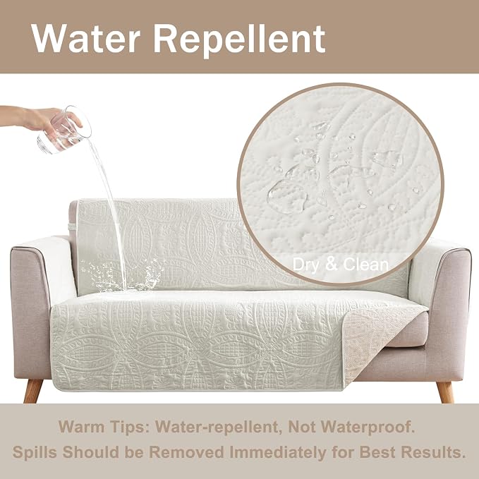 Soft Quilted Couch Cover with Pockets - Image 3